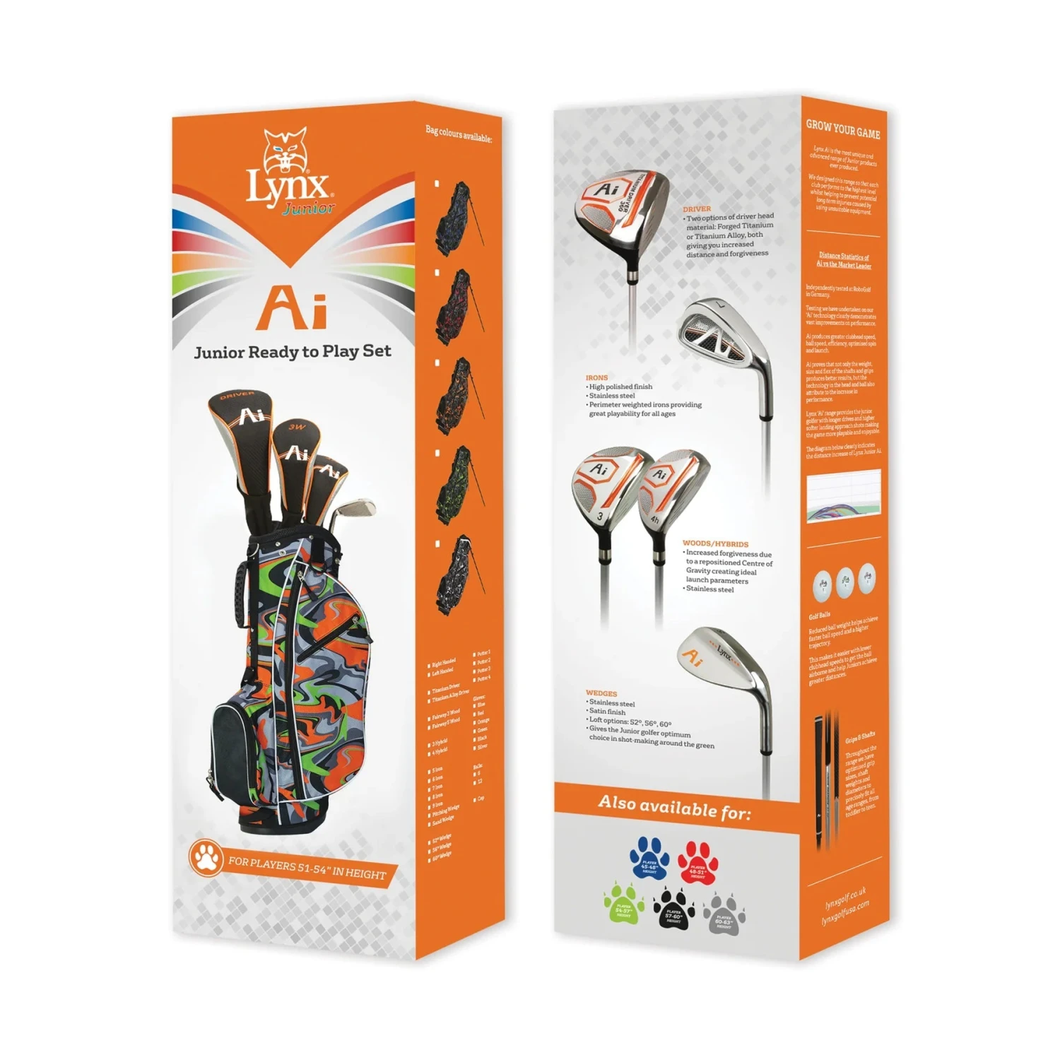 Lynx Junior AI Ready To Play Half Golf Set | Orange 51"-54"